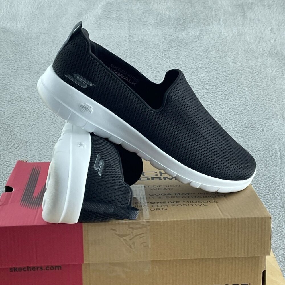 Skechers Black and White Slip-On Flats